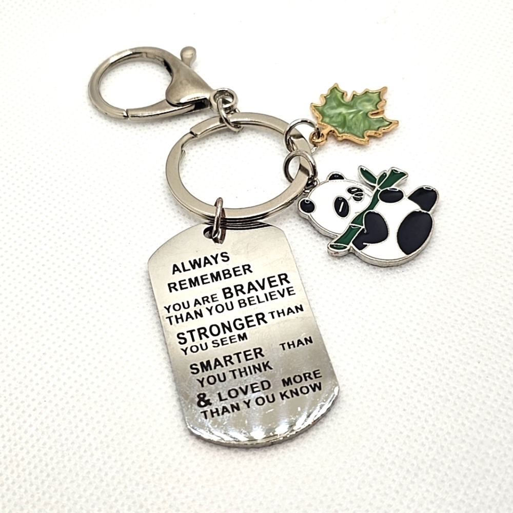NEW! Panda 🐼 "You Are Braver" Affirmation Enamel Keychain/ Bag 🎒 👜 Charm - Picture 7 of 7
